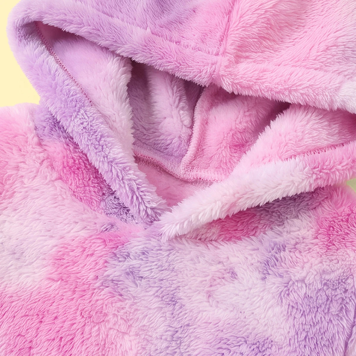 Girls Pink Self-Design Tie-Dye Pattern Hooded Fleece Sweatshirt Sweatshirts & Hoodies