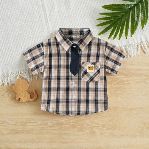 Boys Multicolor Checked Shirt with Bear Patch Pocket Shirts Multicolor 1-2 Y