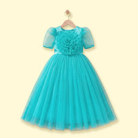 Girls Sea Green Puff Sleeve Fit & Flare Party Dress Party Dresses Sea Green 1-2 Y