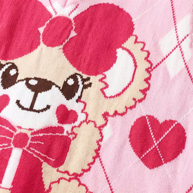 Girls Pink Bear Jacquard Sweater Vest Sweaters & Cardigans