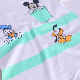 Boys Green Cartoon Character Printed T-Shirt With Elasticated Shorts Sets Sets
