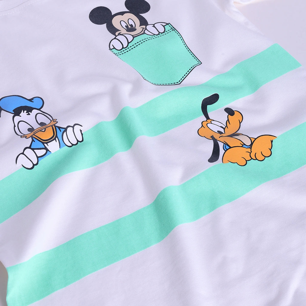 Boys Green Cartoon Character Printed T-Shirt With Elasticated Shorts Sets Sets