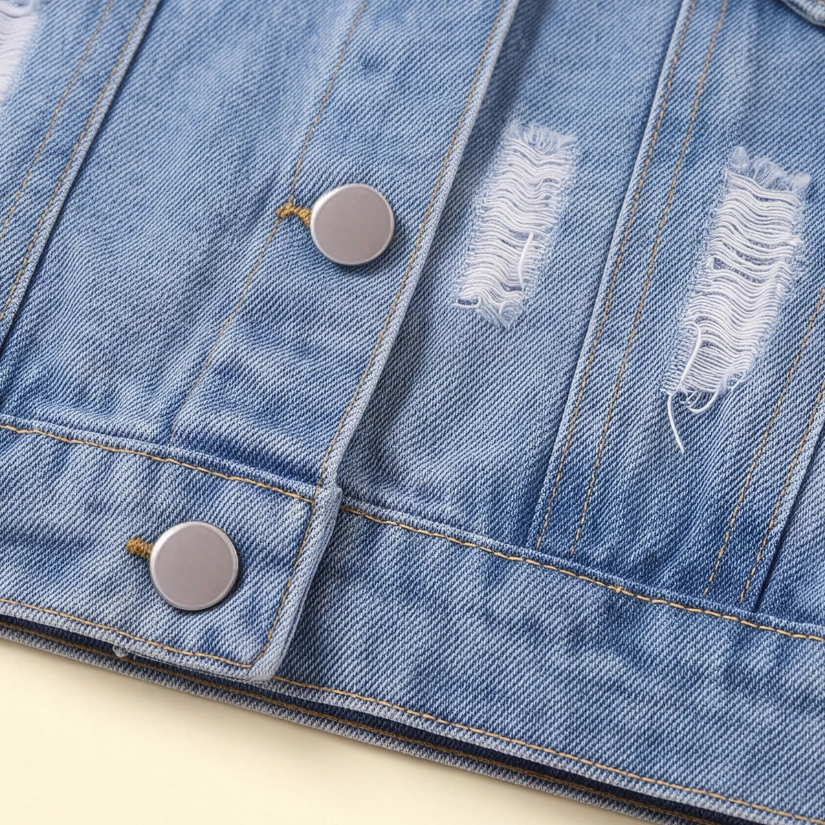 Girls Light Blue Long Sleeve Denim Jacket Coats & Jackets