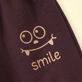 Boys Dark Brown Smiley Printed Sweatshirt & Joggers Co-ord Sets Sets