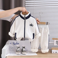 Boys Off White High Neck Zipper Jacket With Jogger Co-ord Sets Sets Off White 1-2 Y