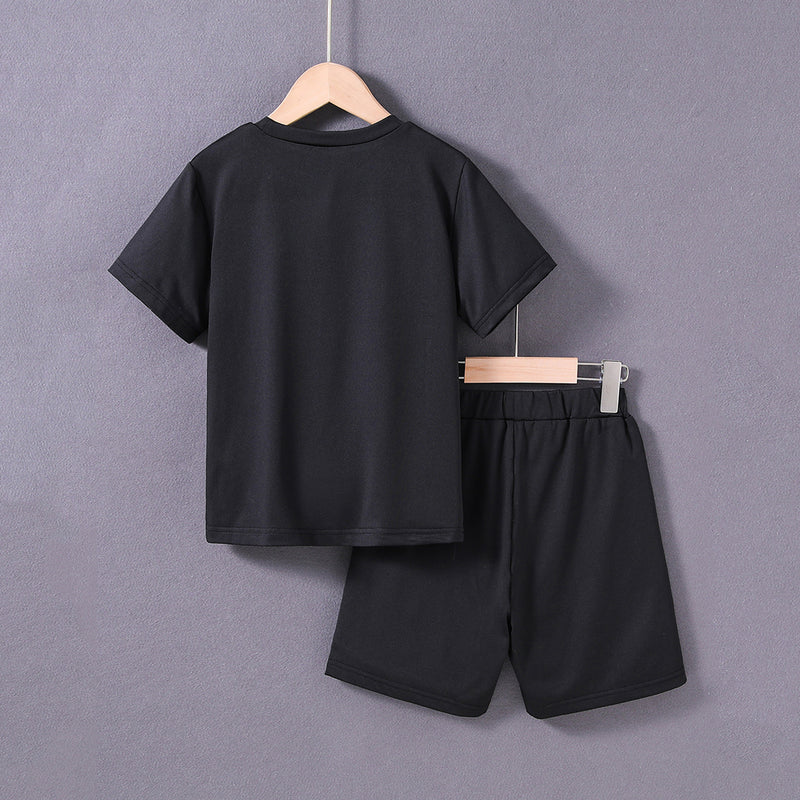 Boys Black Halloween Printed Short Sleeves T-Shirt With Shorts Set 2 pc. Sets