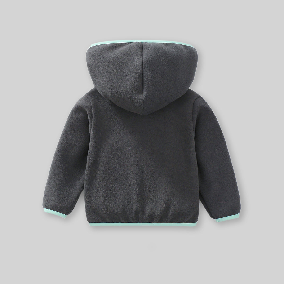 Boys Dark Grey Fleece Front Zipper Hooded Winter Jacket Coats & Jackets