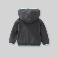 Boys Dark Grey Fleece Front Zipper Hooded Winter Jacket Coats & Jackets