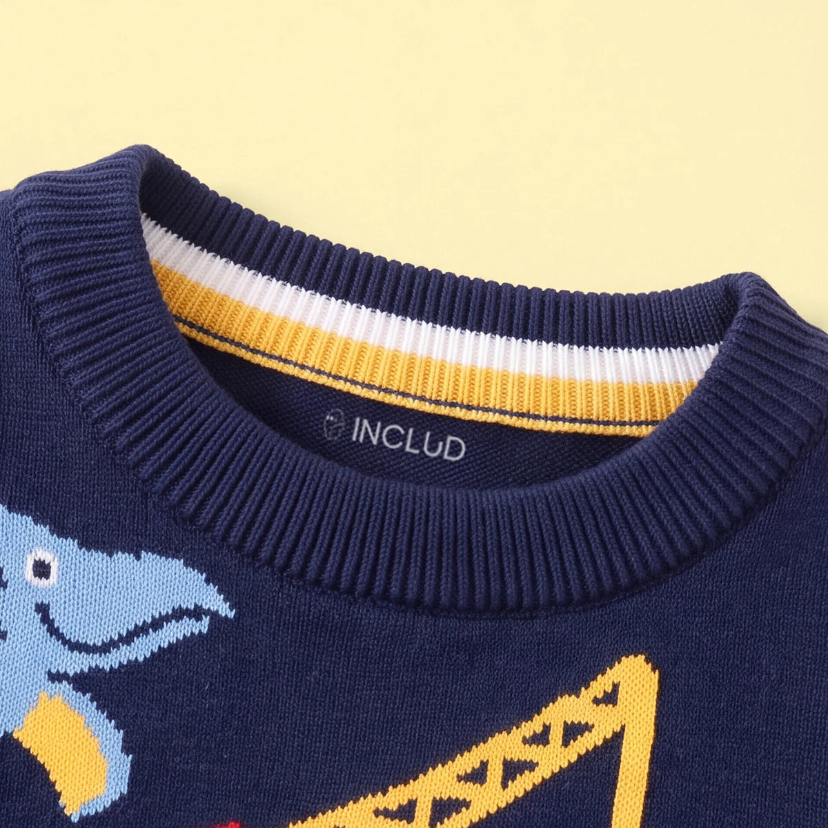 Boys Navy Blue Long Sleeve Dinosaur Cartoon Graphic Sweater Sweaters & Cardigans