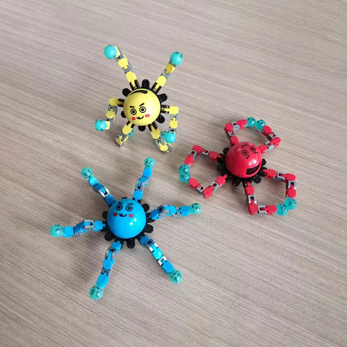 Kids Multicolor Chain-Link Fidget Spinner Toy - Pack of 3 Trending Accessories