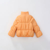 Girls Orange Solid Puffer Winter Jacket Coats & Jackets