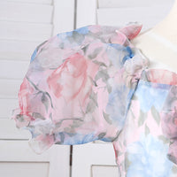 Girls Multicolor Puff Sleeve Floral Print Fit & Flare Dress Casual Dresses