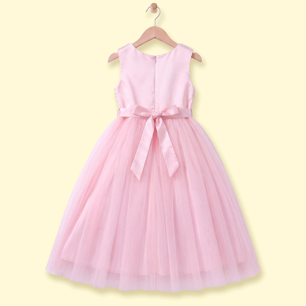 Girls Light Pink Sequins Embellished Party Gown Party Dresses