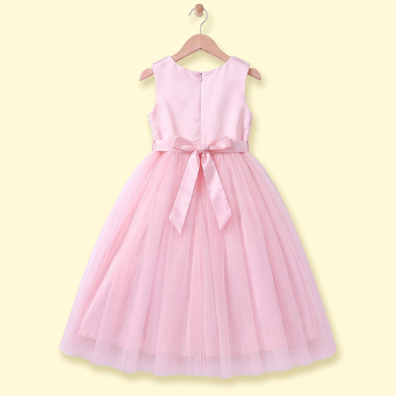 Girls Light Pink Sequins Embellished Party Gown Party Dresses