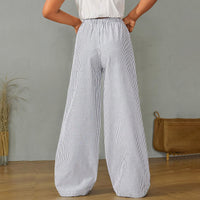 Girls Blue Striped Straight Legs Pants Pants