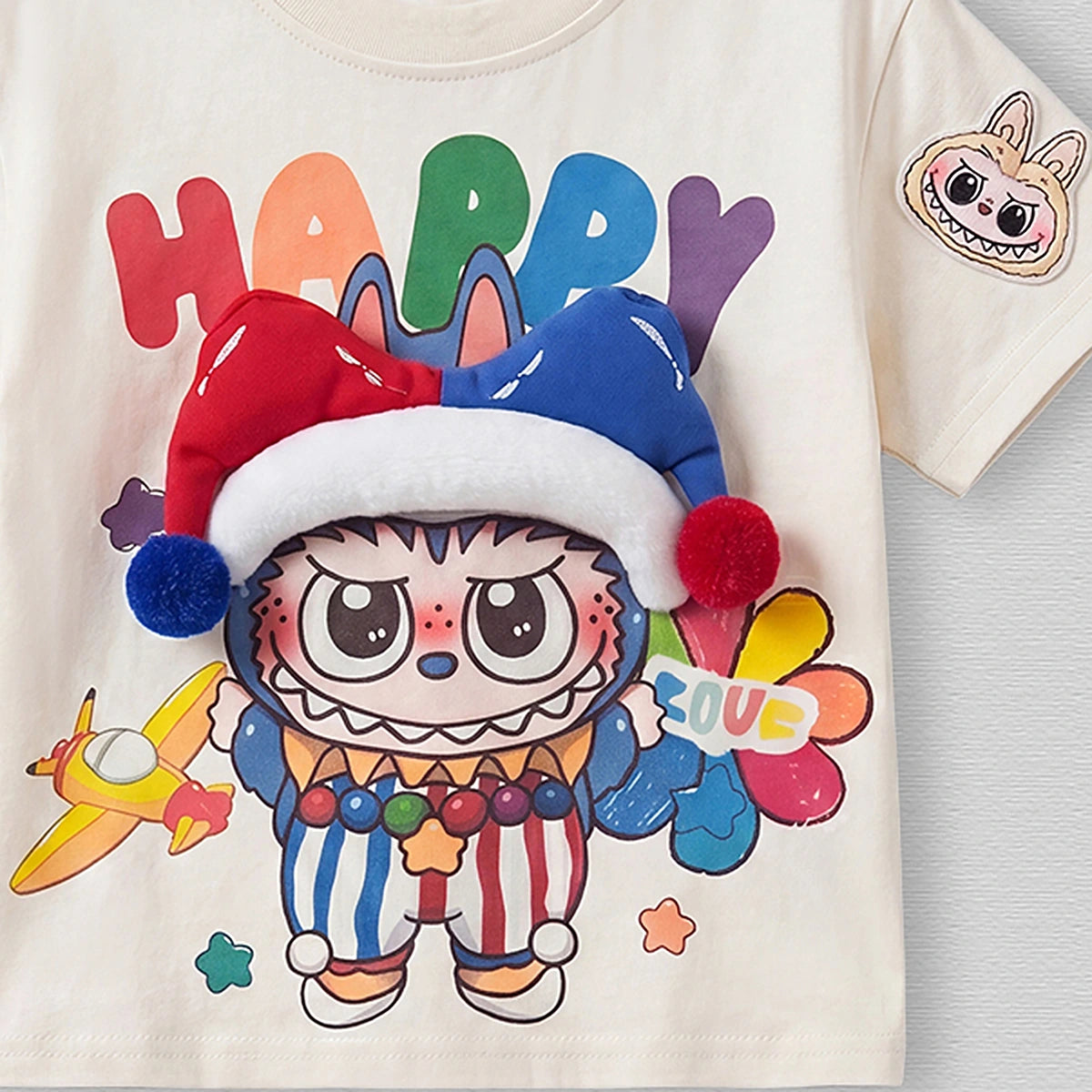 Girls Cream Clown Print Short Sleeve T-Shirt Tshirts