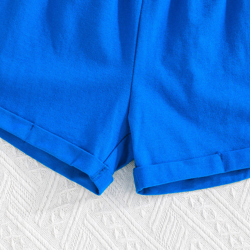 Girls Long Sleeves Shirt With Blue Camisole Top And Shorts Set 3 pc. Sets