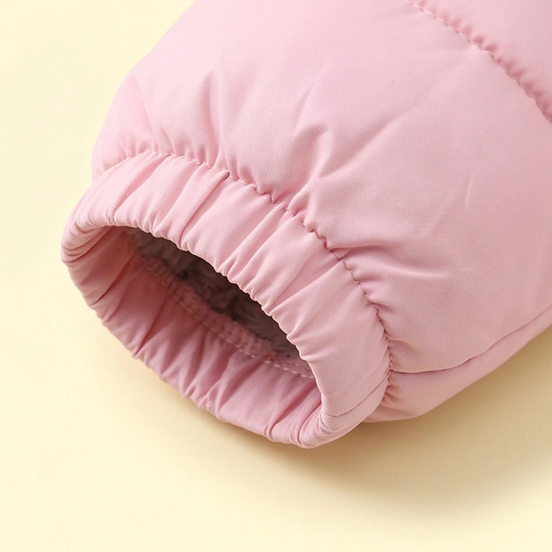Boys Pink Bear Ear On Hood Zip-up Puffer Jacket Coats & Jackets