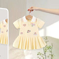 Girls Yellow Bunny Heart Embroidered Short Sleeve Polo Dress Casual Dresses Yellow 1-2 Y