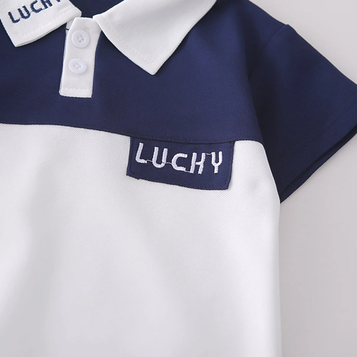 Boys Blue Embroidered Short Sleeves Polo T-Shirt With Denim Shorts Set Sets