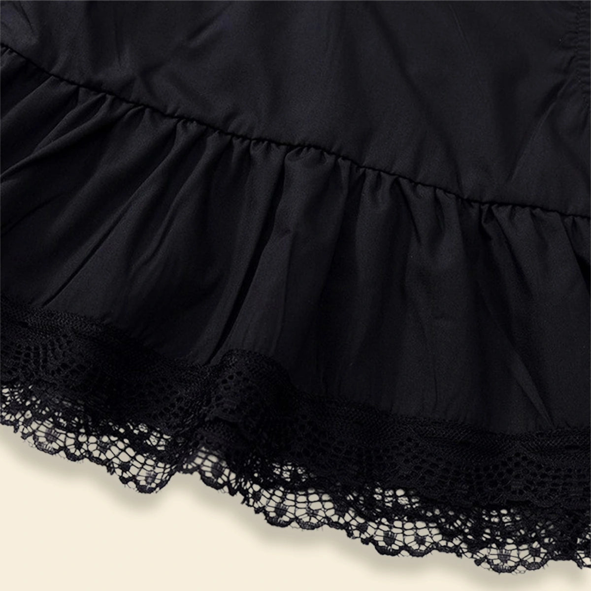 Girls Black Lace Peplum Top With Striped Pants Sets Sets