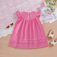Girls Pink Embroidered Flutter Sleeve Dress Casual Dresses