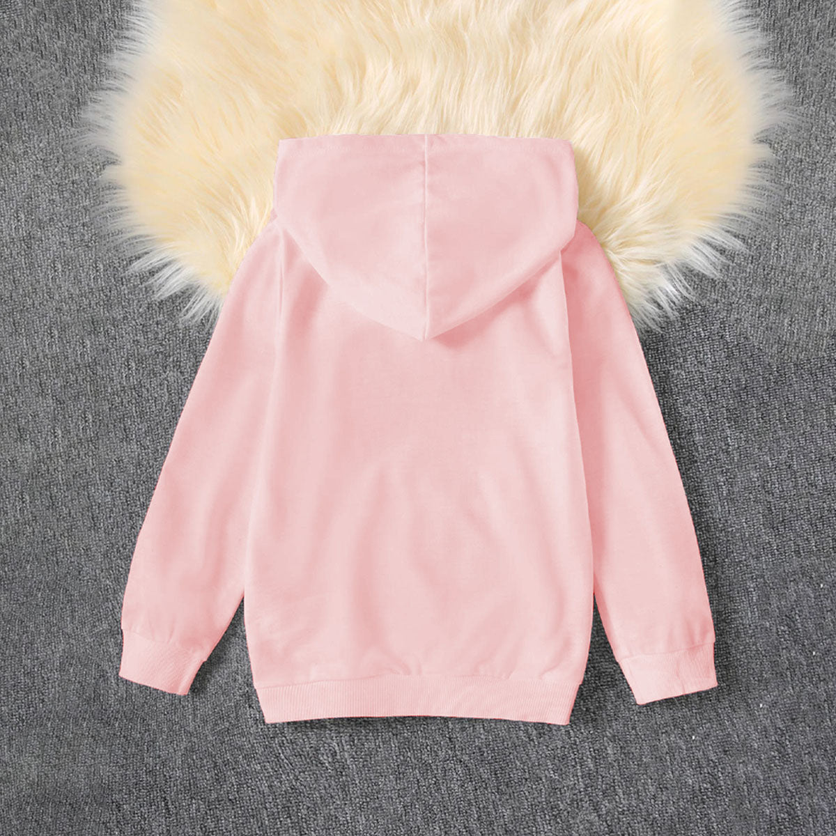 Girls Pink Heart Embroidered Winter Hoodies Sweatshirts Sweatshirts & Hoodies