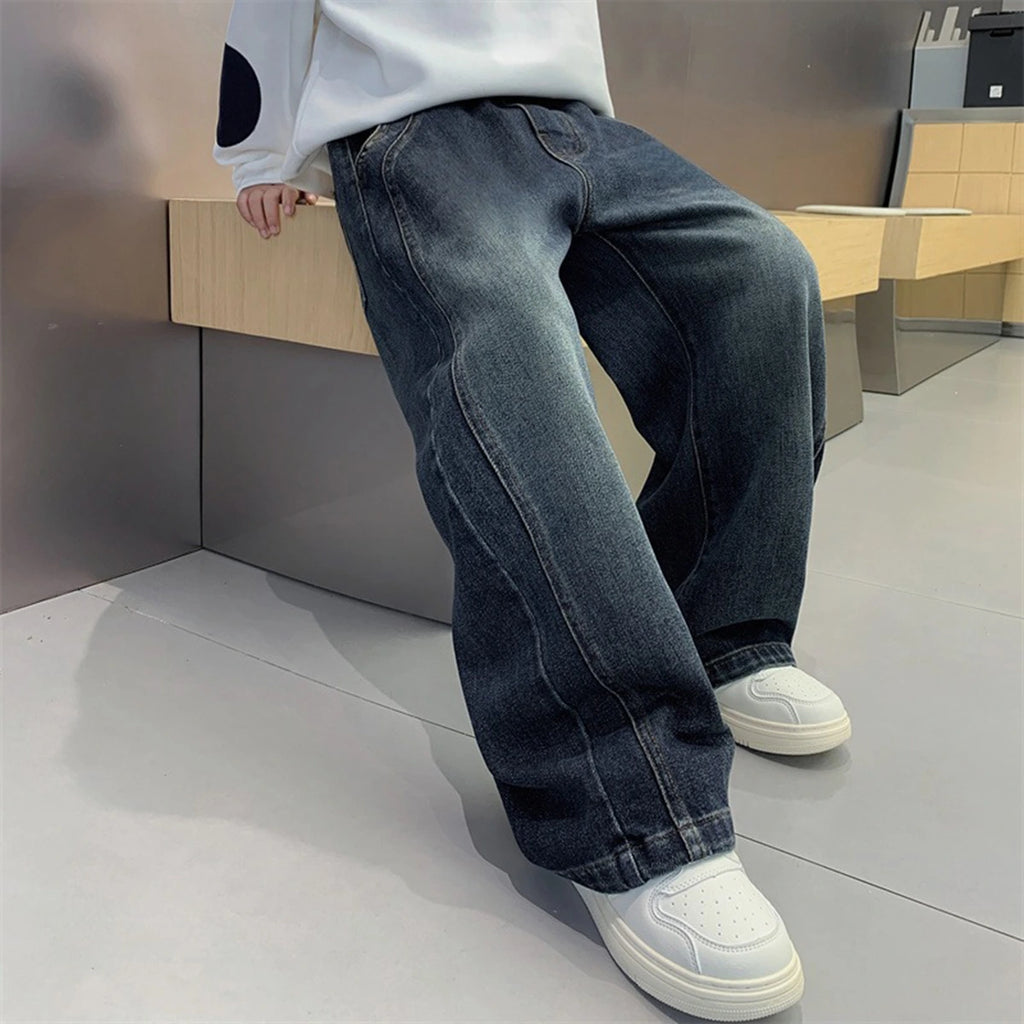 Boys Dark Blue Loose Fit Denim Jeans Pants