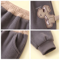 Boys Grey Dinosaur Applique Jogger Joggers