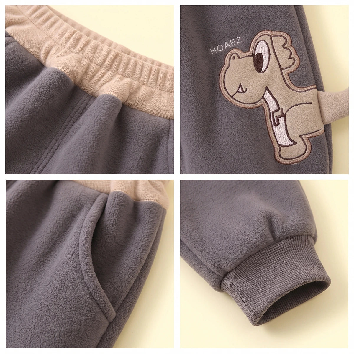 Boys Grey Dinosaur Applique Jogger Joggers
