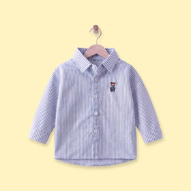 Boys Blue Striped Long Sleeve Shirt Shirts Blue 1-2 Y