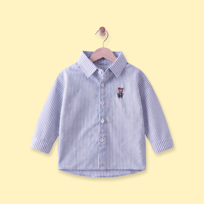 Boys Blue Striped Long Sleeve Shirt Shirts Blue 1-2 Y