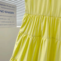 Girls Yellow Sleeveless V-Neck Balloon Dress Casual Dresses