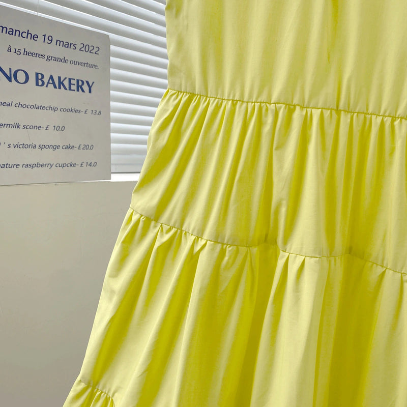Girls Yellow Sleeveless V-Neck Balloon Dress Casual Dresses