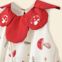 Girls Off White Printed Mushroom Theme Sleeveless A-line Dress Casual Dresses