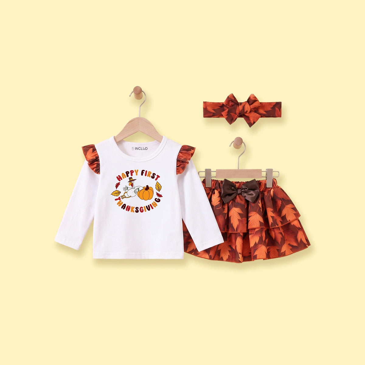 Girls White Typography Print Top With Skirt Sets 2 pc. Sets White 1-2 Y