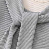 Girls Grey Ribbed Sailor Collar Overlay Top & Pants Co-ord Sets Sets