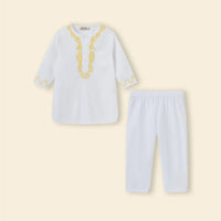 Boys White Embroidered Kurta With Pajama Sets Ethnicwear Boys