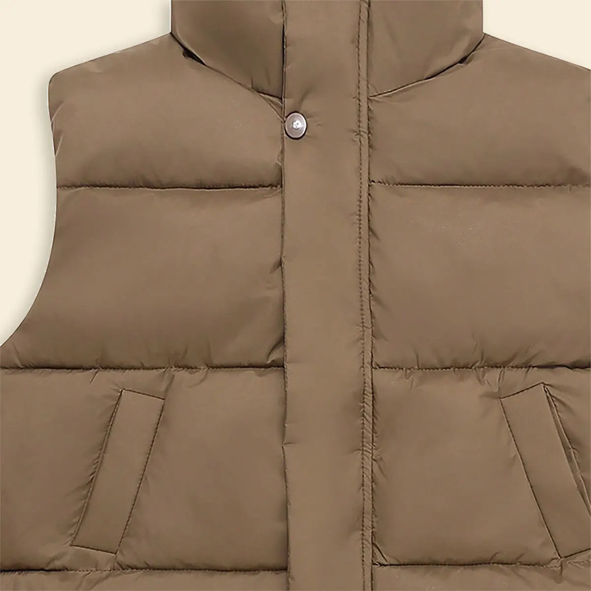 Boys Brown Quilted Puffer Vest With Stand-up Collar Coats & Jackets