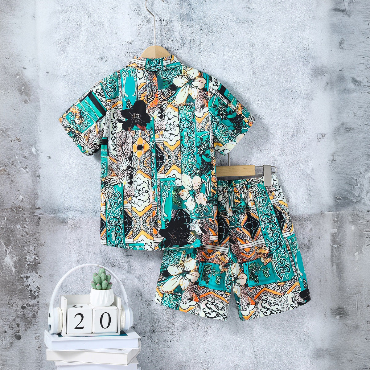 Boys Multicolor Abstract Printed Short Sleeves Shirt With Shorts Set 2 pc. Sets