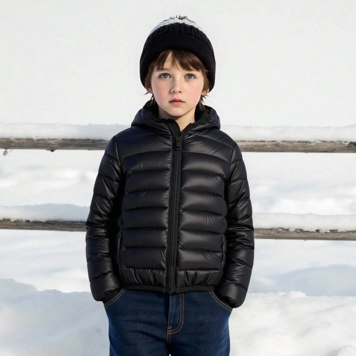 Boys Black Hooded Zip-up Puffer Jacket Coats & Jackets