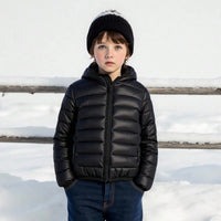 Boys Black Hooded Zip-up Puffer Jacket Coats & Jackets