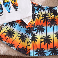 Boys White Typography Print Vest With Printed Shorts Sets 2 pc. Sets