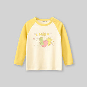 Girls Printed Raglan Sleeves T-shirt Tshirts   