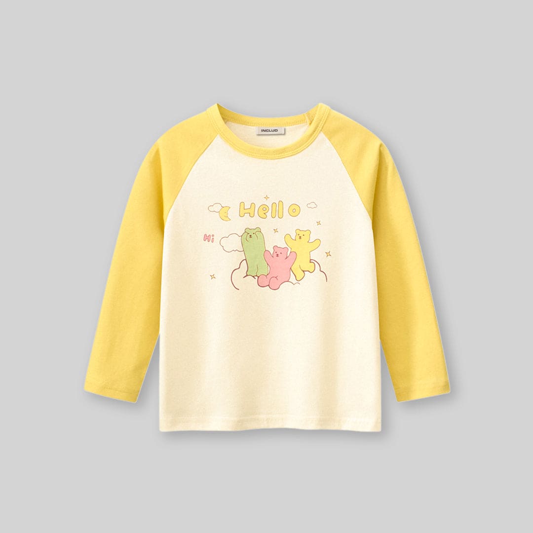 Girls Printed Raglan Sleeves T-shirt Tshirts   