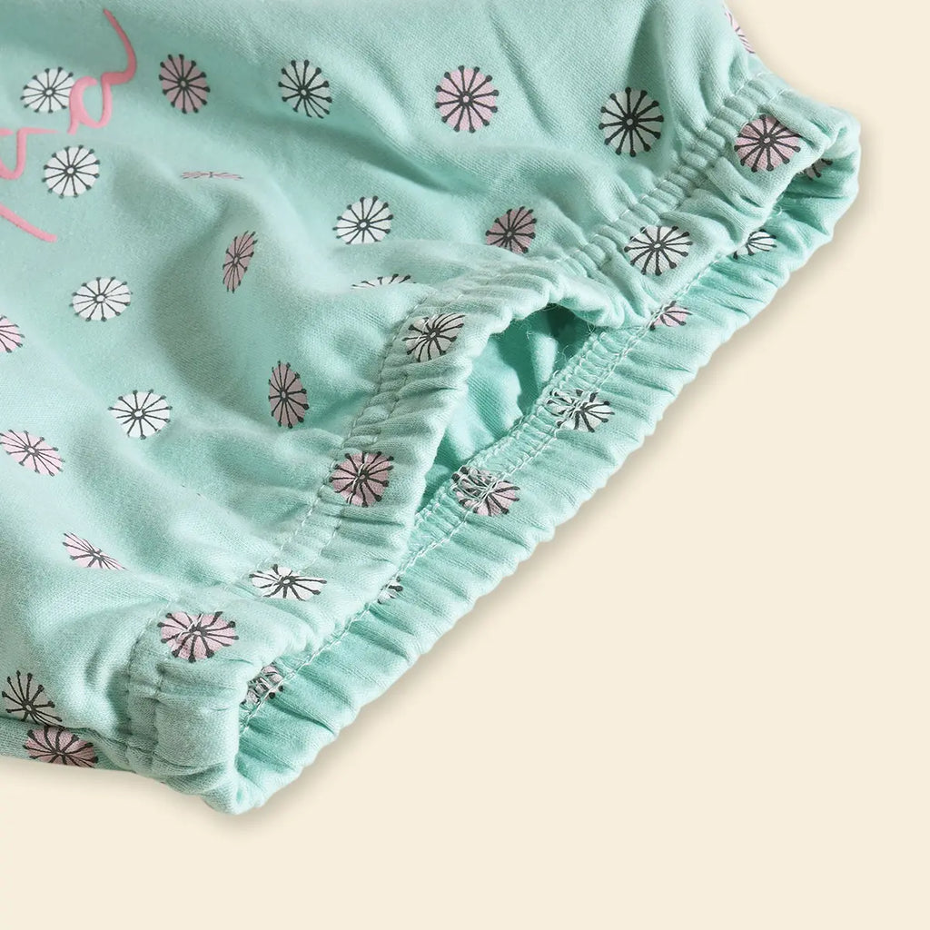 Girls Sea Green Floral Printed Top With Shorts Co-ord Sets Sets
