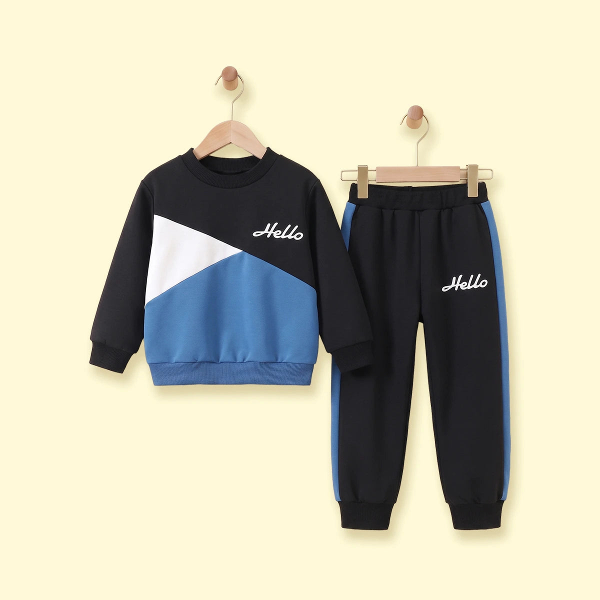Boys Black Colourblocked Sweatshirt & Joggers Sets 2 pc. Sets Black 3-4 Y