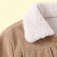 Girls Light Brown Textured Long Sleeve Jacket Coats & Jackets
