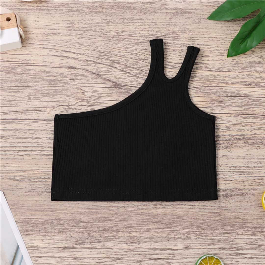 Girls One-Shoulder Crop Top Tops   