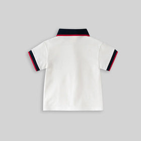 Boys White Solid Short Sleeves Polo T-Shirt Tshirts